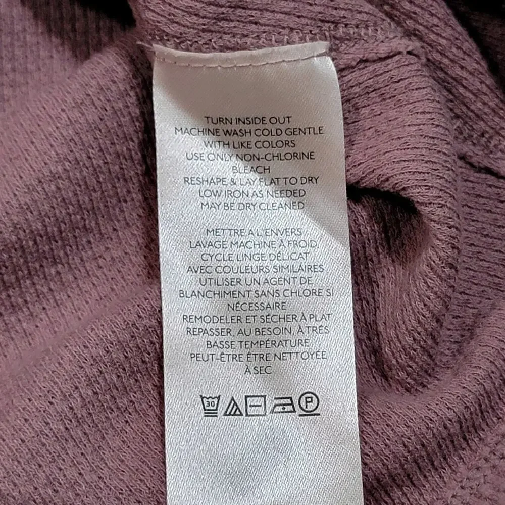 Free People Size Small Oversized Mauve Pink Sweatshirt Thermal Relaxed Cowl Neck